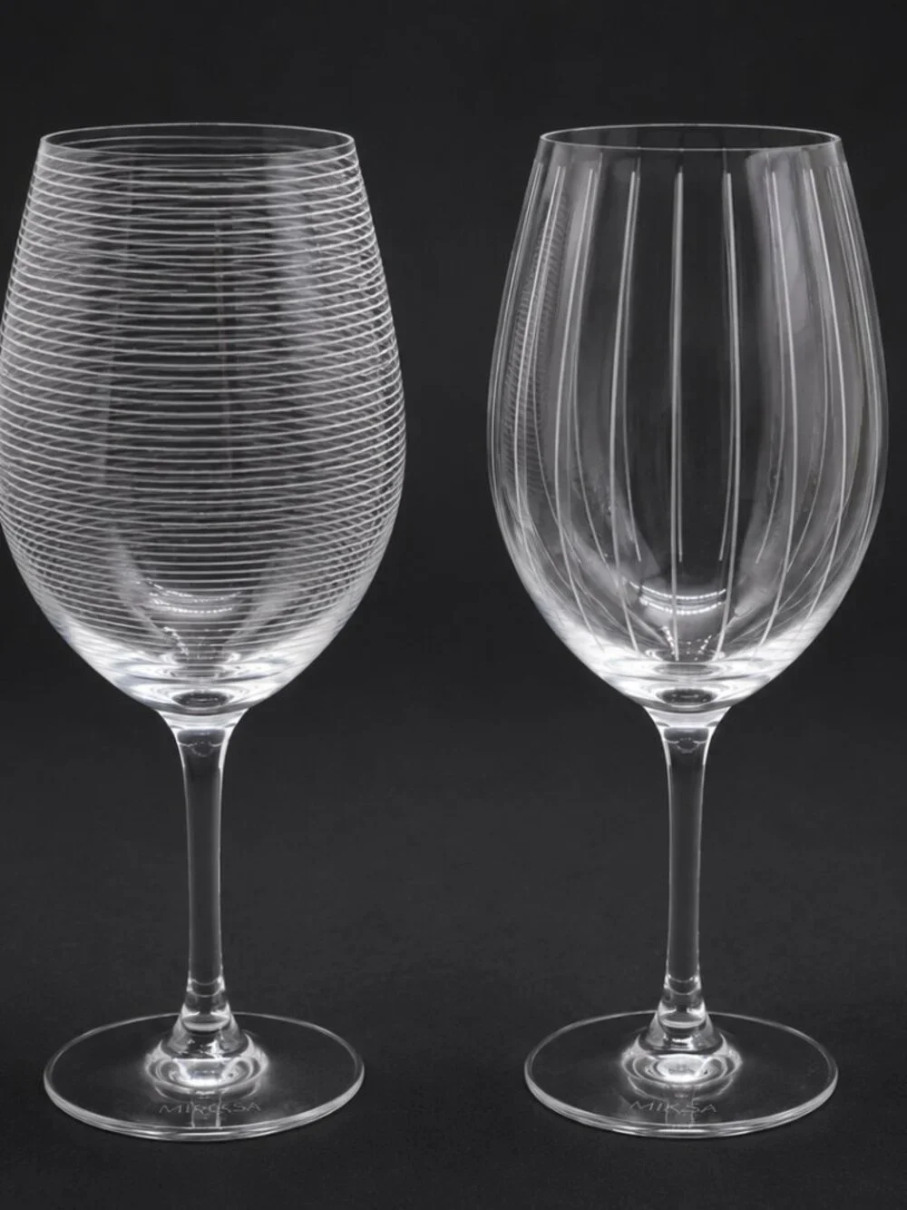 Mikasa Cheers Etched Crystal Wine Glasses Set of 2 Assorted Patterns
